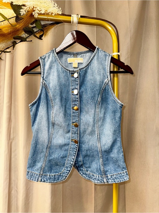 Michael Kors Jackets & Blazers - Michael Kors Denim Vest Front Buttons Boho Western Festival 100% Cotton XSmall